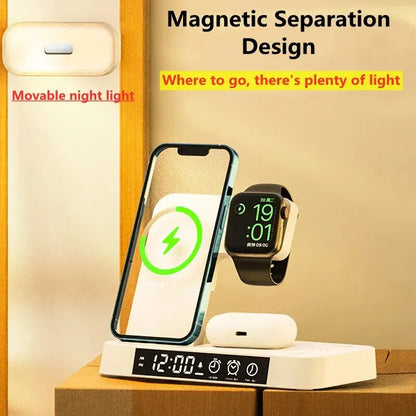 Gadgtech™ 30W 3 In 1 Wireless Fast Charger Stand Pad + Alarm Clock Night Light